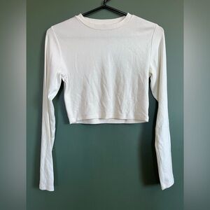 Zara White Long Sleeve Crop Top